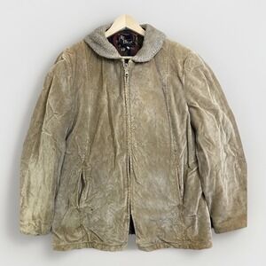 Vintage Cresco Corduroy Sports Coat Jacket Fleece Lined 60s Size 44 Tan/Brown